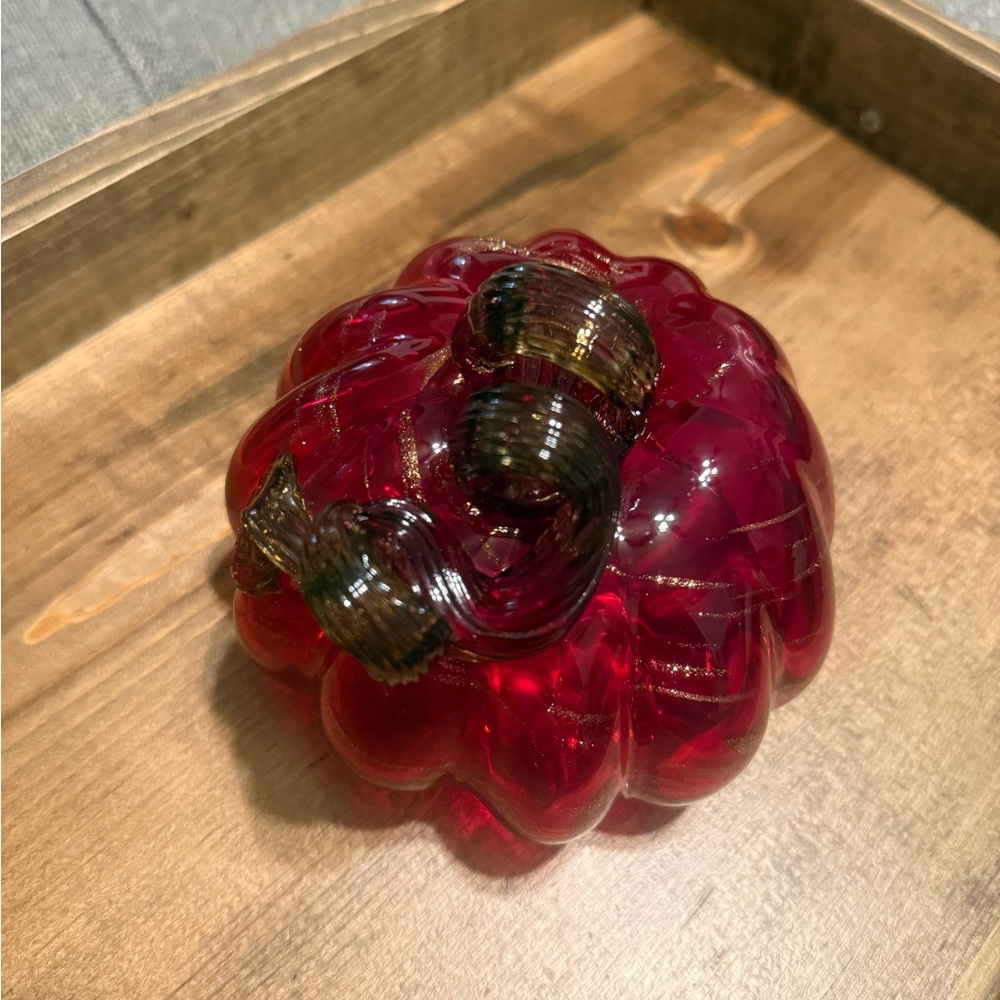Elegant Red Glass Pumpkin Decor
